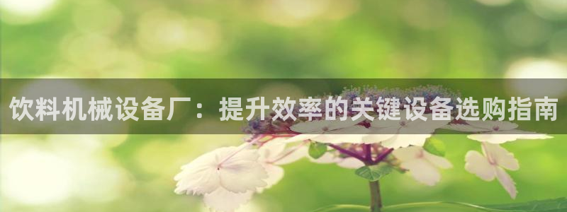 金年会体育app平台怎么样可靠吗：饮料机械设备厂：提升效率的关键设备选购指南