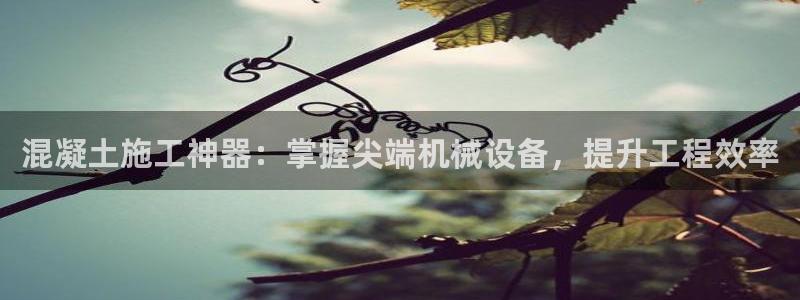 金年会：混凝土施工神器：掌握尖端机械设备，提升工程效率